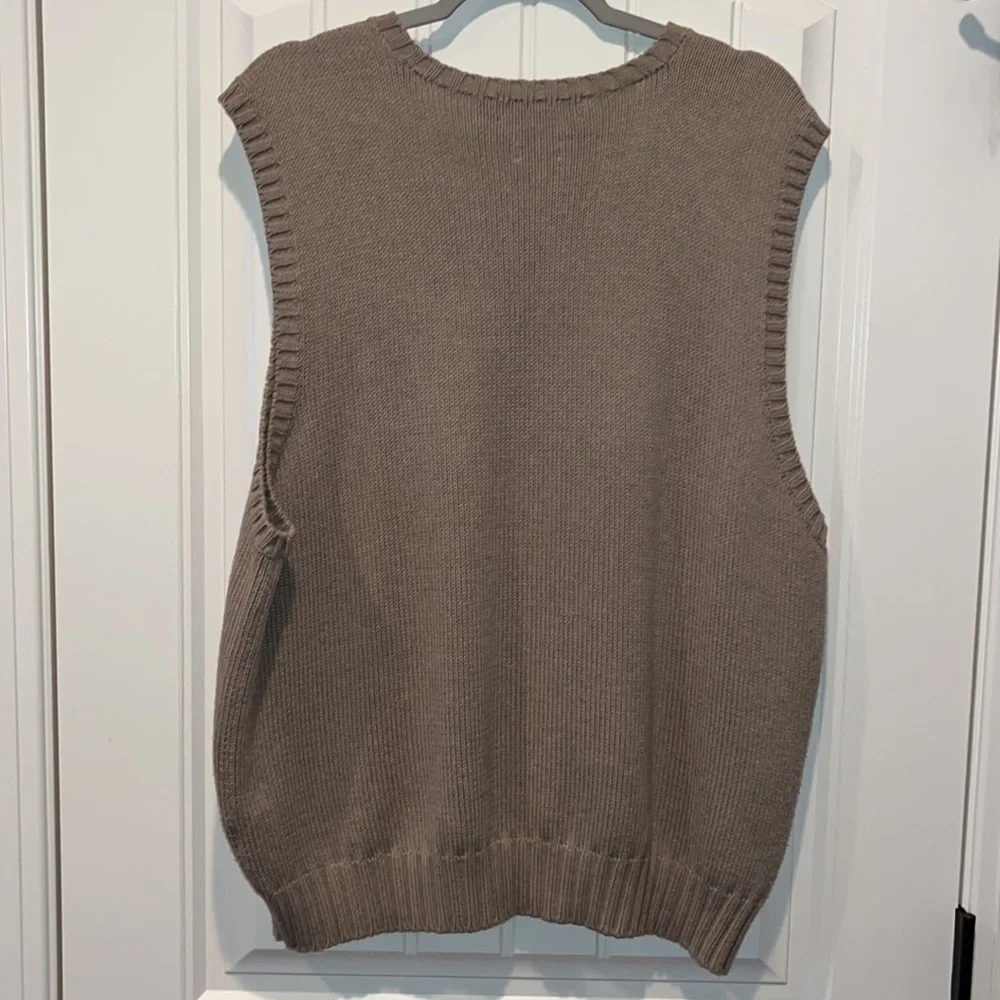 Tan taupe Polo Ralph Lauren cotton sweater v neck vest XXL preppy classic